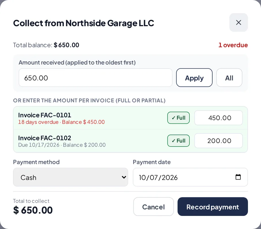 Collecting two invoices at once.